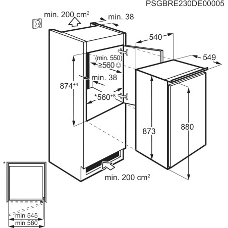 Electrolux LUB3AE88S Congelatore verticale Da incasso 98 L E Bianco
