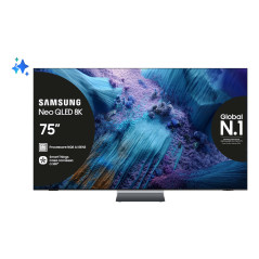 Samsung Neo QLED AI TV 75" QE75QN990FTXZT 8K Mini LED, Processore NQ8 AI Gen3, 8K AI Upscaling Pro, Glare Free, Neo Quantum HDR