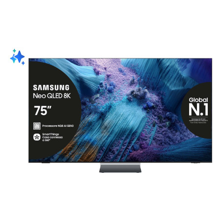 Samsung Neo QLED AI TV 75" QE75QN990FTXZT 8K Mini LED, Processore NQ8 AI Gen3, 8K AI Upscaling Pro, Glare Free, Neo Quantum HDR