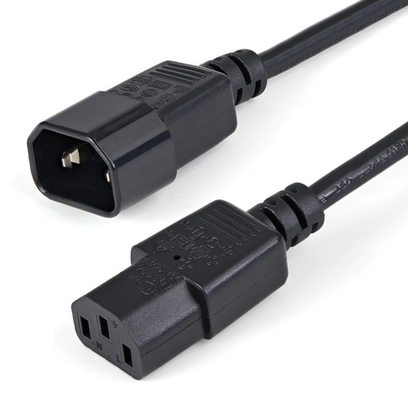 StarTech.com Cavo Prolunga di Alimentazione da 1m, Prolunga Elettrica AC per Computer/Stampante/Monitor da C14 a C13, 10A-125V, StarTech.com Cavo Prolunga di Alimentazione da 1m, Prolunga Elettrica AC per Computer/Stampante/Monitor da C14 a C13, 10A-125V,