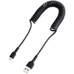 StarTech.com Cavo Lightning a USB-A da 1m Certificato MFi, Cavetto iPhone Spiralato di Ricarica Alimentazione, Resistente Cavo