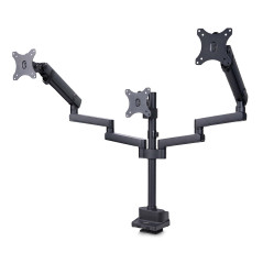 StarTech.com Supporto per tre monitor fino a 27", VESA 75x75 100x100, regolazioni dei bracci senza attrezzi, montaggio con