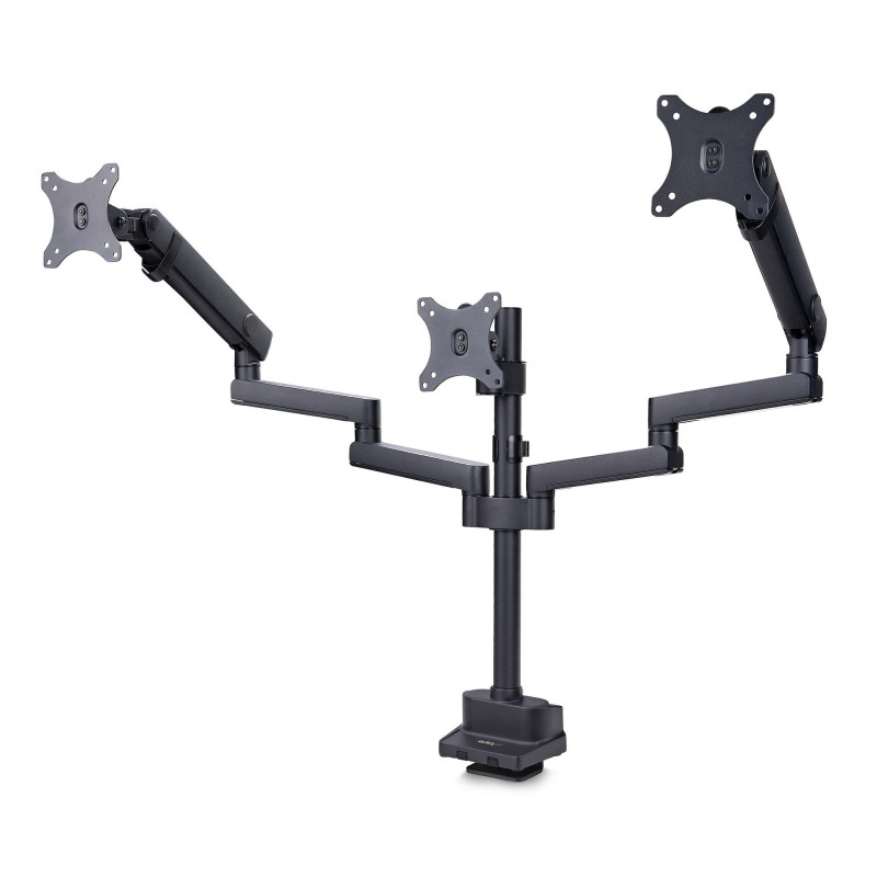 StarTech.com Supporto per tre monitor fino a 27", VESA 75x75/100x100, regolazioni dei bracci senza attrezzi, montaggio con