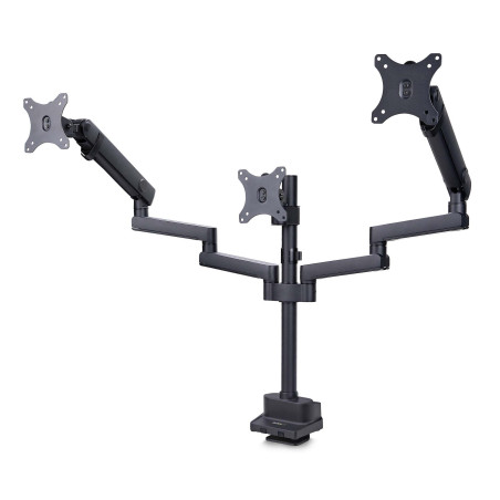 StarTech.com Supporto per tre monitor fino a 27", VESA 75x75 100x100, regolazioni dei bracci senza attrezzi, montaggio con