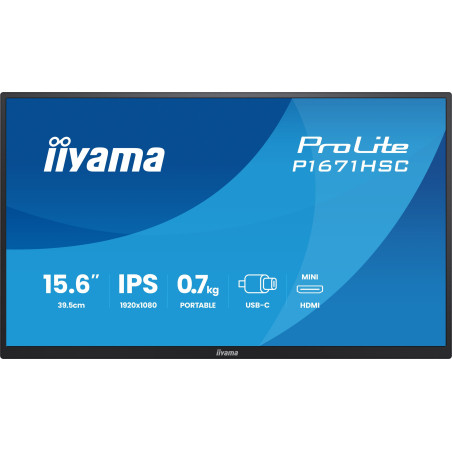 iiyama ProLite P1671HSC-B1 Monitor PC 39,6 cm (15.6") 1920 x 1080 Pixel Full HD LED Nero