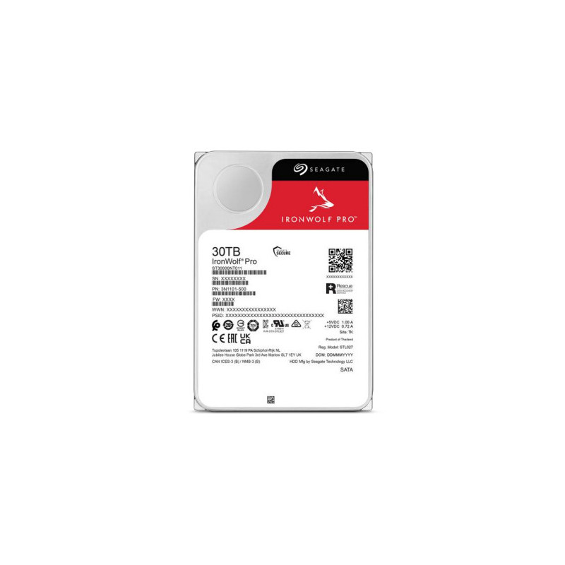 Seagate IronWolf Pro ST30000NT011 disco rigido interno 30 TB 7200 Giri/min 512 MB 3.5" Serial ATA III Seagate IronWolf Pro ST30000NT011 disco rigido interno 30 TB 7200 Giri/min 512 MB 3.5" Serial ATA III