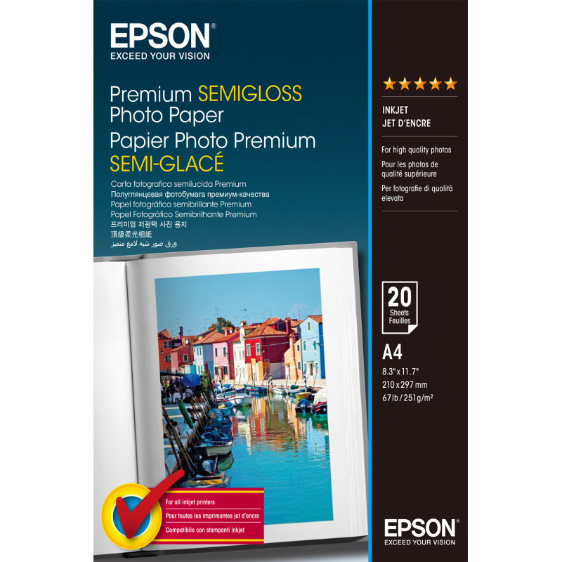 Epson Premium Semi-Gloss Photo Paper - A4 - 20 Fogli Epson Premium Semi-Gloss Photo Paper - A4 - 20 Fogli