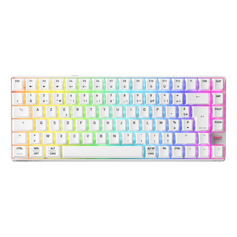 CHERRY XTRFY K33 Compact Wireless tastiera Gaming USB + RF Wireless + Bluetooth AZERTY Francese Bianco CHERRY XTRFY K33 Compact Wireless tastiera Gaming USB + RF Wireless + Bluetooth AZERTY Francese Bianco