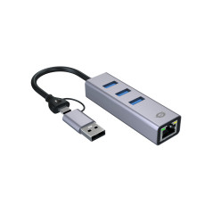 Conceptronic ABBY25G replicatore di porte e docking station per laptop Cablato USB 3.2 Gen 1 (3.1 Gen 1) Type-A + Type-C Grigio