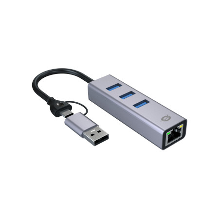 Conceptronic ABBY25G replicatore di porte e docking station per laptop Cablato USB 3.2 Gen 1 (3.1 Gen 1) Type-A + Type-C Grigio