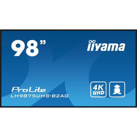iiyama LH9875UHS-B2AG visualizzatore di messaggi Pannello piatto per segnaletica digitale 2,48 m (97.5") LED Wi-Fi 500 cd/m² 4K