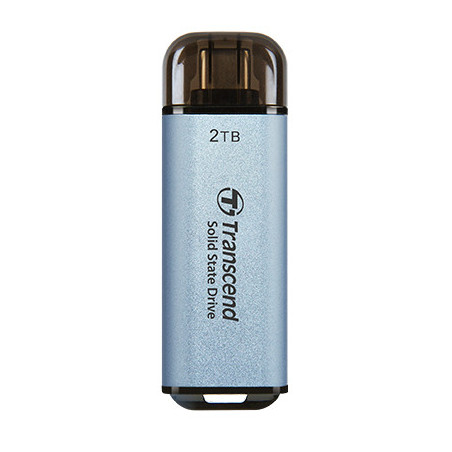 Transcend ESD300 Tecnologia Thunderbolt 2 TB Da USB tipo A a USB tipo C USB 3.2 Gen 2x2 Blu