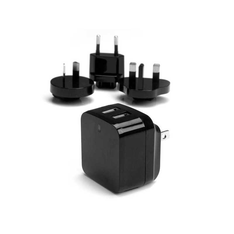 StarTech.com Caricabatterie da Muro a doppia porta x2 USB ad alta potenza ( 17W / 3.4 Amp ) con prese da viaggio USB2PACBK
