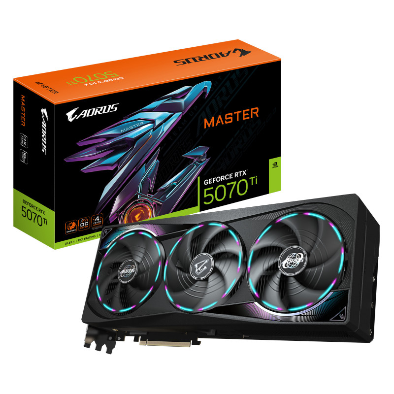 GIGABYTE AORUS GeForce RTX 5070 Ti MASTER 16G Scheda Grafica - 16GB GDDR7, 256 bit, PCI-E 5.0, 2670 MHz Core Clock, 3 x DP GIGABYTE AORUS GeForce RTX 5070 Ti MASTER 16G Scheda Grafica - 16GB GDDR7, 256 bit, PCI-E 5.0, 2670 MHz Core Clock, 3 x DP