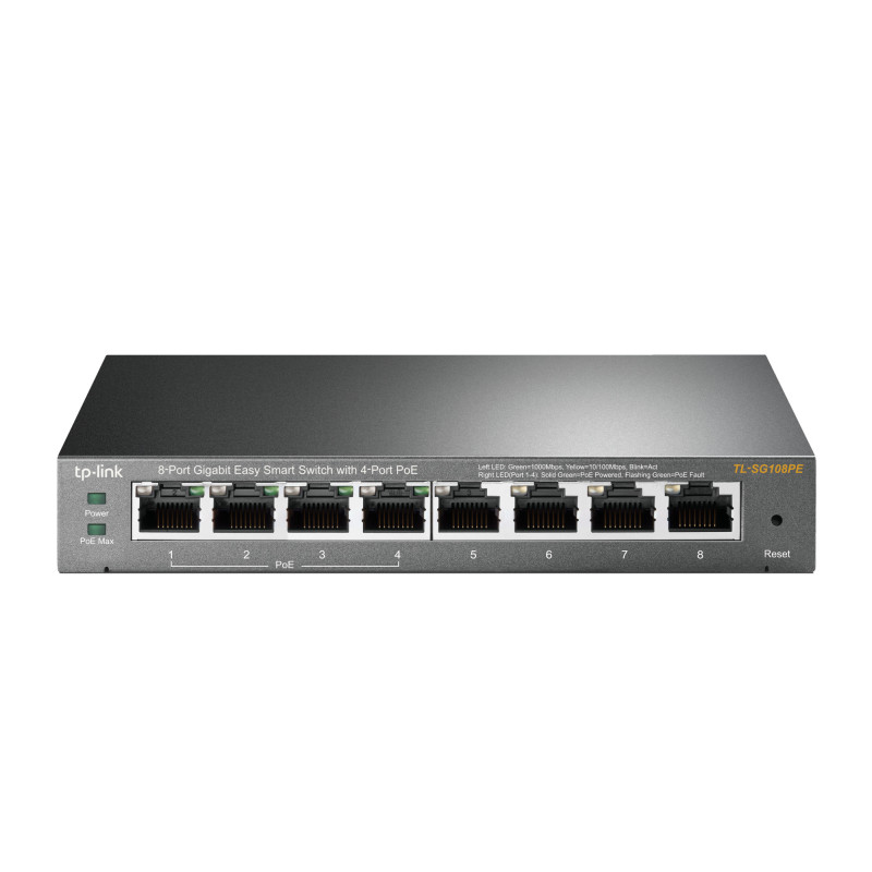 TP-Link TL-SG108PE Gestito L2 Gigabit Ethernet (10/100/1000) Supporto Power over Ethernet (PoE) Nero TP-Link TL-SG108PE Gestito L2 Gigabit Ethernet (10/100/1000) Supporto Power over Ethernet (PoE) Nero