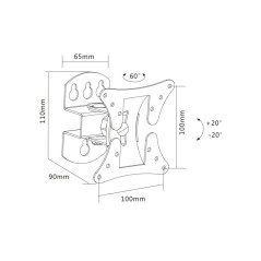 Sopar 23114 Supporto TV a parete 68,6 cm (27") Argento