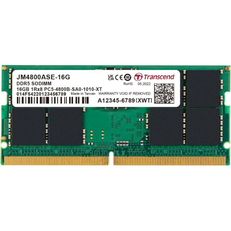 Transcend JetRam JM4800ASE-16G memoria 16 GB 1 x 16 GB DDR5 262-pin SO-DIMM