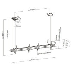 Equip Montaggio a soffitto con doppio schermo da 45” a 55”