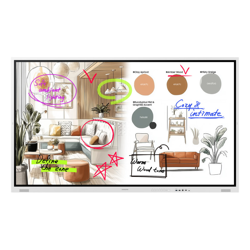 Samsung WM75FX Pannello piatto per segnaletica digitale 190,5 cm (75") LED Wi-Fi 450 cd/m² 4K Ultra HD Grigio, Bianco Touch