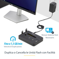 StarTech.com Docking Station per Unità Flash USB - Duplicatore Eraser Standalone 1 5 per Chiavette USB consente la copia del