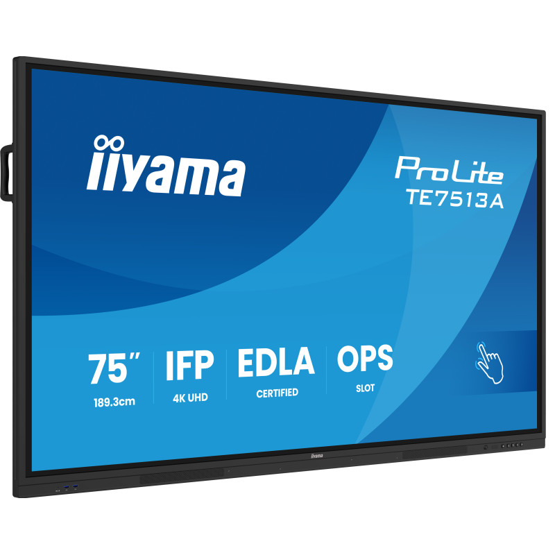iiyama TE7513A-B1AG visualizzatore di messaggi Pannello piatto interattivo 190,5 cm (75") Wi-Fi 500 cd/m² 4K Ultra HD Nero iiyama TE7513A-B1AG visualizzatore di messaggi Pannello piatto interattivo 190,5 cm (75") Wi-Fi 500 cd/m² 4K Ultra HD Nero