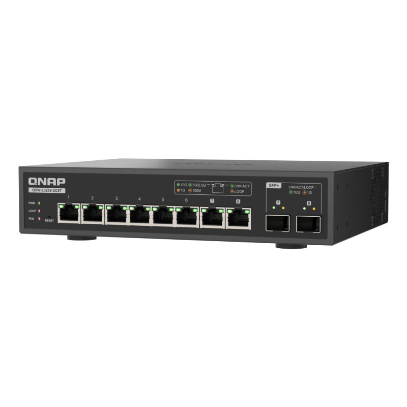 QNAP QSW-L3208-2C6T switch di rete Gestito L2 10G Ethernet (100/1000/10000) Desktop Nero