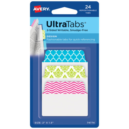 Avery Ultra Tabs Indice a linguetta vuota Verde, Azzurro, Rosa