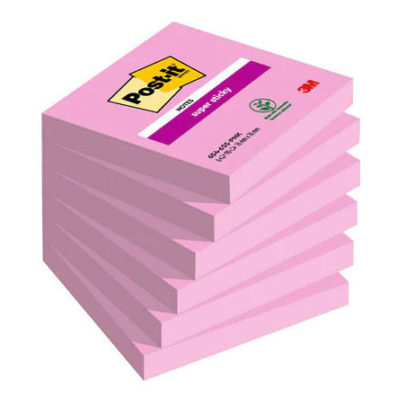 Post-It 654-6SS-PNK pouch autoadesiva Quadrato Rosa 90 fogli Autoadesivo