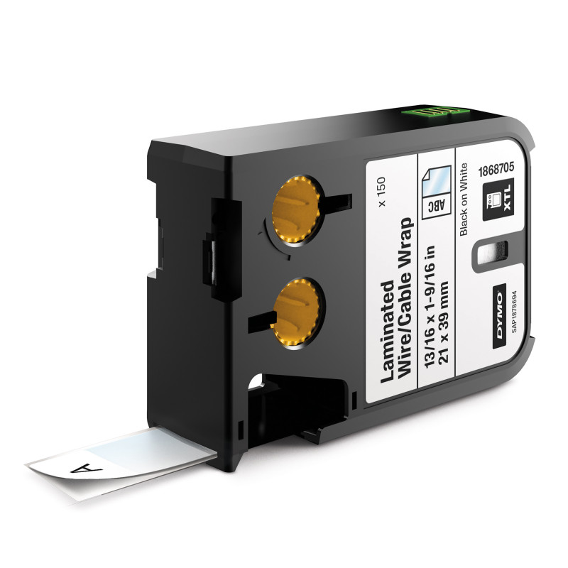 DYMO XTL guaina per cavi/fili laminati 21 x 39 mmnero su bianco DYMO XTL guaina per cavi/fili laminati 21 x 39 mmnero su bianco