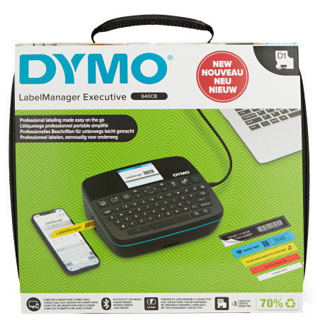 DYMO LabelManager Executive 640 CB Stampante per etichette portatile con custodia e 3 cassette di etichette D1 | Etichettatrice