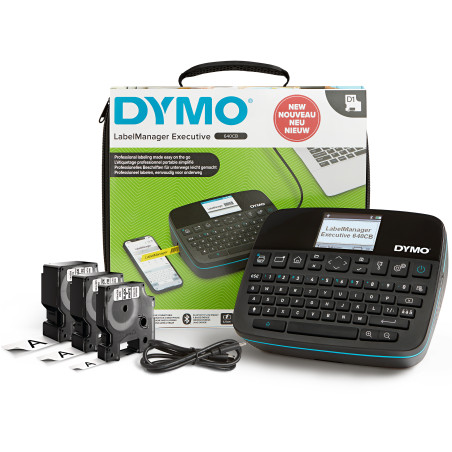 DYMO LabelManager Executive 640 CB Stampante per etichette portatile con custodia e 3 cassette di etichette D1 | Etichettatrice