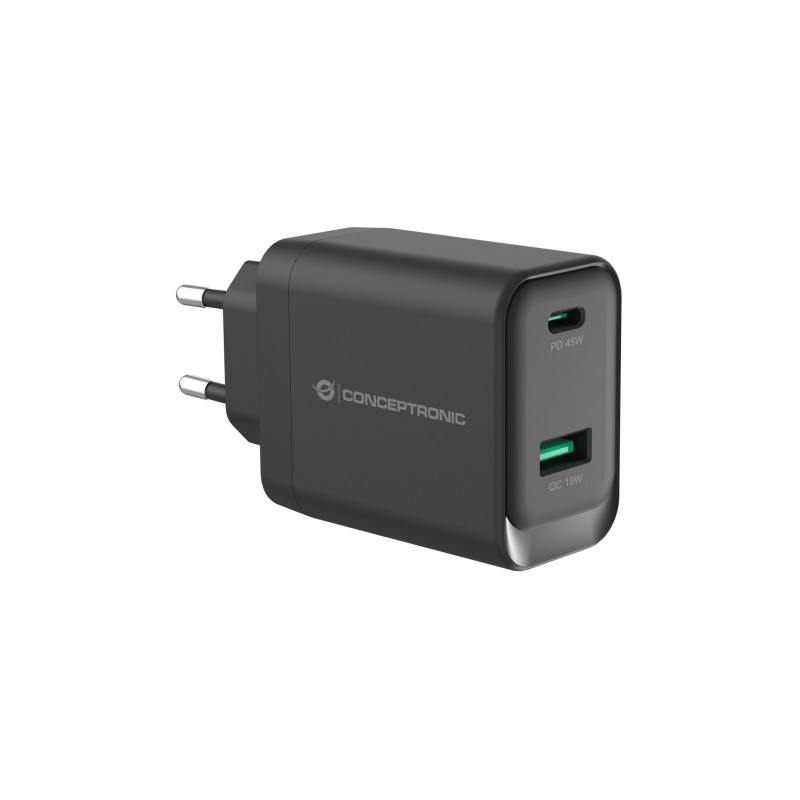 Conceptronic ALTHEA20B45 Caricabatterie per dispositivi mobili Universale Nero AC Ricarica rapida Interno Conceptronic ALTHEA20B45 Caricabatterie per dispositivi mobili Universale Nero AC Ricarica rapida Interno