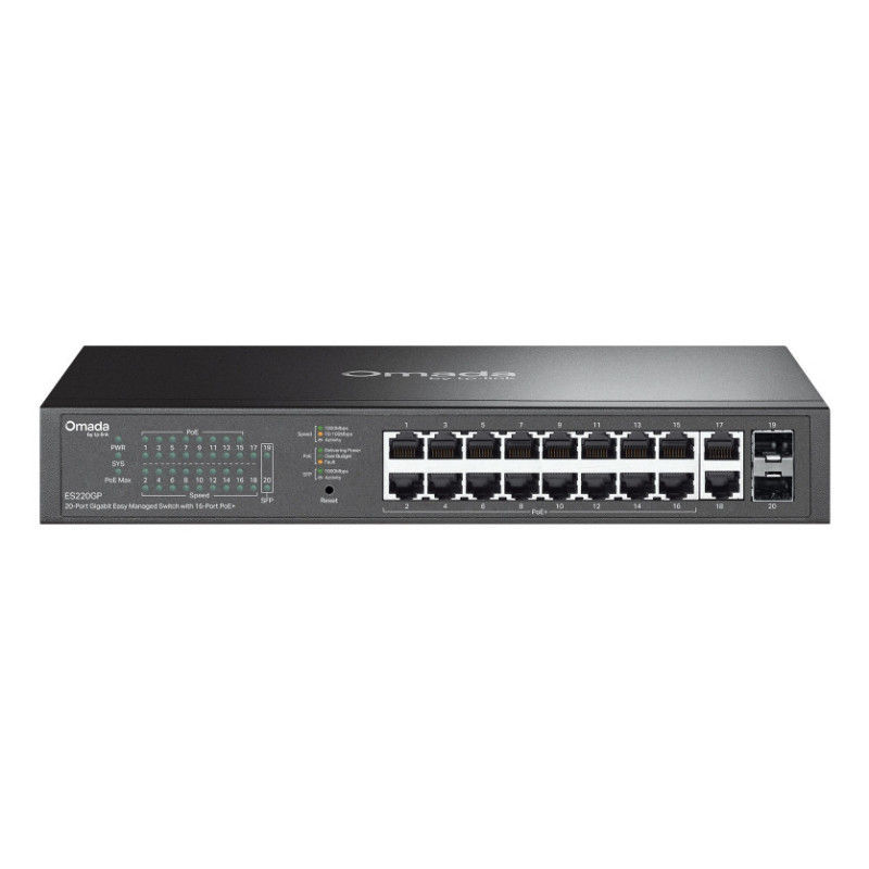 OMADA ES220GP switch di rete Gestito Gigabit Ethernet (10/100/1000) Supporto Power over Ethernet (PoE) Nero OMADA ES220GP switch di rete Gestito Gigabit Ethernet (10/100/1000) Supporto Power over Ethernet (PoE) Nero