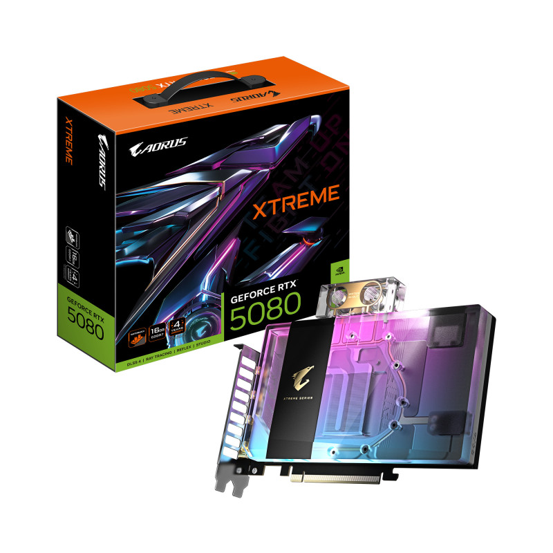 GIGABYTE AORUS GeForce RTX 5080 XTREME WATERFORCE WB 16G Scheda Grafica - 16GB GDDR7, 256 bit, PCI-E 5.0, 2805MHz Core Clock, 3 GIGABYTE AORUS GeForce RTX 5080 XTREME WATERFORCE WB 16G Scheda Grafica - 16GB GDDR7, 256 bit, PCI-E 5.0, 2805MHz Core Clock, 3