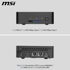 MSI Cubi NUC AI+ 3MG-004EU Copilot+ PC Intel Core Ultra 5 322 16 GB DDR5-SDRAM 512 GB SSD Windows 11 Pro Mini PC Nero