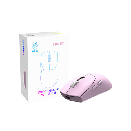 MSI Forge Gm340 Wireless Violet mouse Gaming Ambidestro RF senza fili + Bluetooth Ottico 12000 DPI