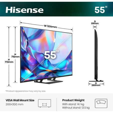 Hisense 55A79S TV 139,7 cm (55") 4K Ultra HD Smart TV Wi-Fi Nero