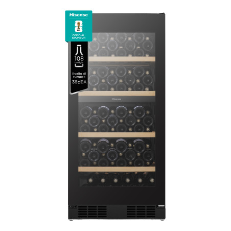 Hisense cantina vini RW3N230GELF libera installazione classe F 108 Bottiglie Doppia Temperatura Vetro Anti UB Connect Life