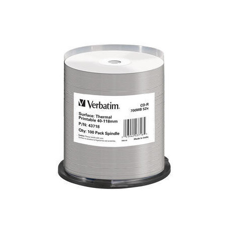 Verbatim CD-R Thermal Printable No ID Brand 700 MB 52x 100 pz