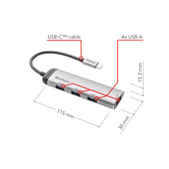 Verbatim Hub Multiporta USB-C Quattro porte USB 3.2 Gen 1