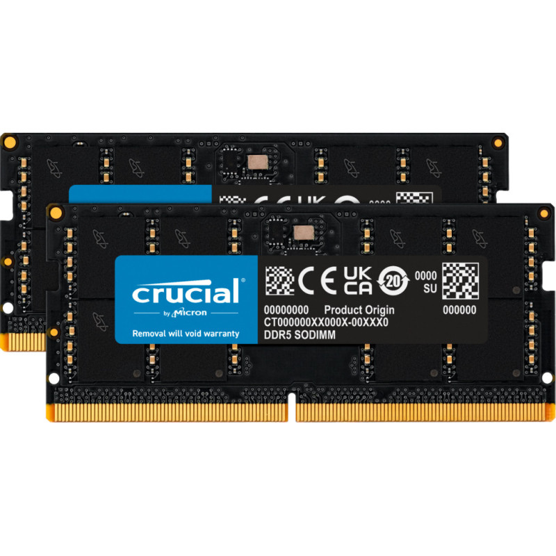 Crucial CT2K32G56C46S5 memoria 64 GB 2 x 32 GB DDR5 262-pin SO-DIMM Crucial CT2K32G56C46S5 memoria 64 GB 2 x 32 GB DDR5 262-pin SO-DIMM