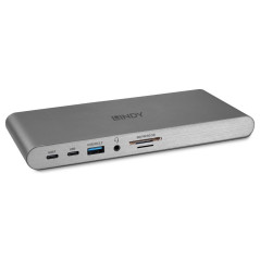 Lindy 43349 replicatore di porte e docking station per laptop Cablato USB 3.2 Gen 1 (3.1 Gen 1) Type-C Argento
