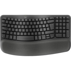 Logitech Wave Keys for Business, tastiera wireless ergonomica con supporto per i polsi imbottito, tecnologia Secure Logi Bolt,