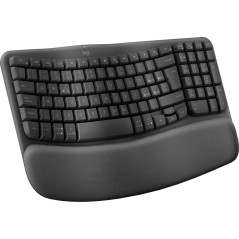 Logitech Wave Keys for Business, tastiera wireless ergonomica con supporto per i polsi imbottito, tecnologia Secure Logi Bolt,