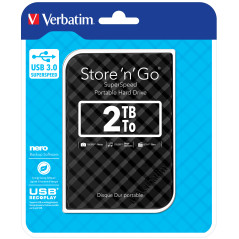 Verbatim Disco rigido portatile Store 'n' Go USB 3.0 da 2 TB Nero