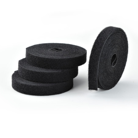 StarTech.com 4 Rotoli di Nastro a Strappo da 4,6 m, Larghezza 12,7 mm, Nero, Fascette per Cavi Riutilizzabili Tagliabili a