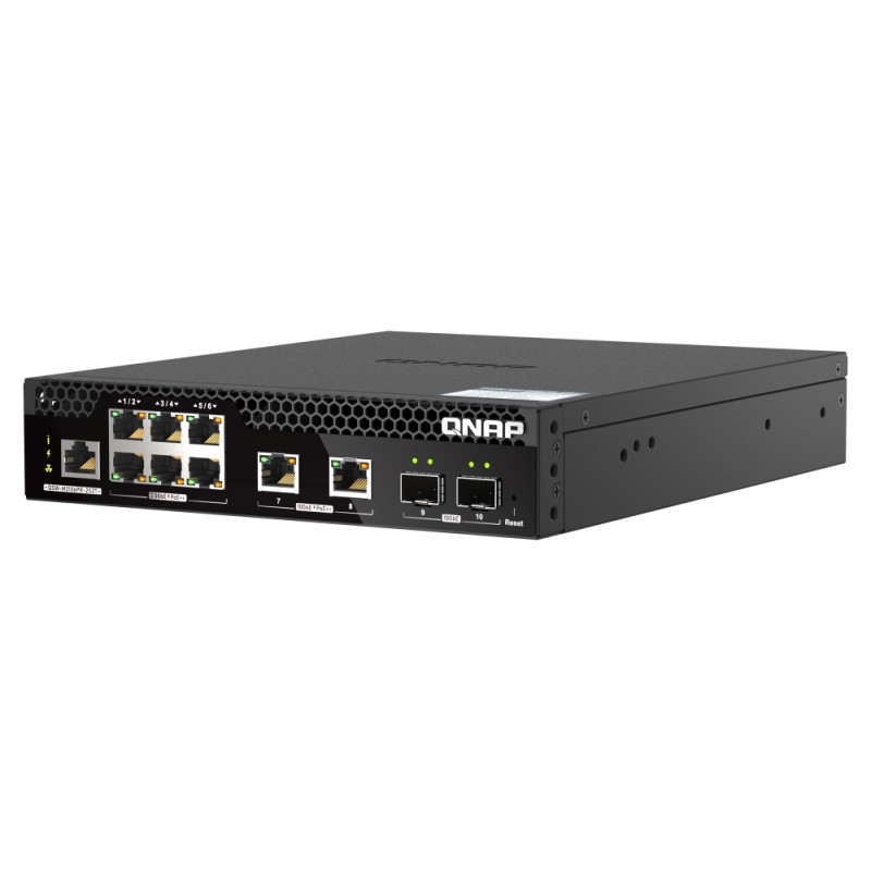 QNAP QSW-M2106PR-2S2T switch di rete Gestito L2 10G Ethernet (100/1000/10000) Supporto Power over Ethernet (PoE) 1U Nero QNAP QSW-M2106PR-2S2T switch di rete Gestito L2 10G Ethernet (100/1000/10000) Supporto Power over Ethernet (PoE) 1U Nero