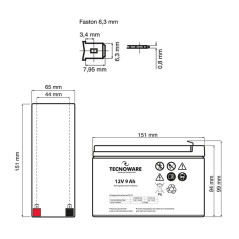 Tecnoware EACPE12V09ATWP batteria UPS Acido piombo (VRLA) 12 V 9 Ah