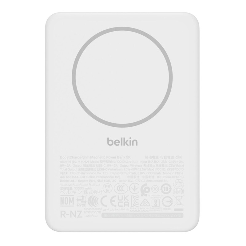 Belkin BPD010hqWH 5000 mAh Carica wireless Bianco Belkin BPD010hqWH 5000 mAh Carica wireless Bianco