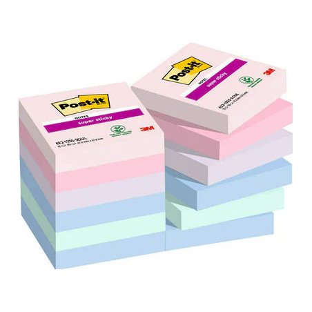 Post-It 7100290159 pouch autoadesiva Quadrato Blu, Verde, Lavanda, Rosa, Viola 90 fogli Autoadesivo